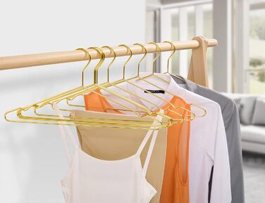 Amber Home 20-Piece 43cm Gold Iron Clothes Hangers, Metal Clothes Hangers with Non-Slip Groove for Suit, T-Shirt, Shirt, Jacket, Dress, Pants, Robust and Durable