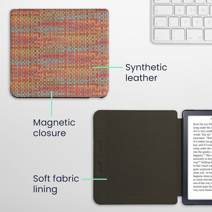 Чохол-книжка kwmobile для Kobo Libra Colour/Tolino Vision Color - яскравий у клітинку (жовто-червоно-зелений)