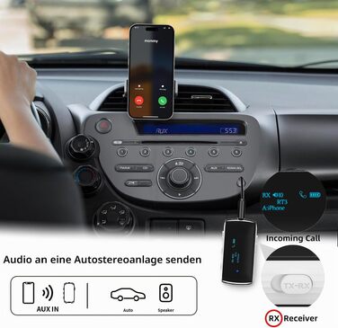 Bluetooth 5.2 адаптер для літака, передавач для 2 навушників AirPods та бездротових гарнітур (Білий)