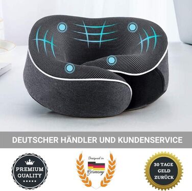 Подушка для шиї AIRTH® 360° з піною з пам'яті та зручним кріпленням - ергономічна підтримка шиї з знімним чохлом для максимального комфорту та відпочинку (сіра)