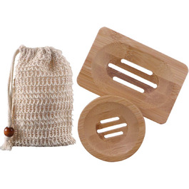 Двохтурова дерев'яна підставка для мила з сизалевим мішечком - підставка для мила в душ, ванну, кухню, мийку.