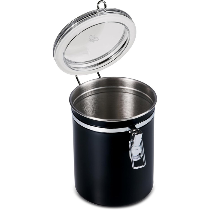 Тчібо Аромадоз, кавова банка, 500г, герметична, нержавіюча сталь, чорна