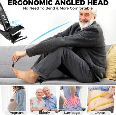 Манікюрний інструмент для товстих нігтів: кусачки для нігтів та кусачки для нігтів на ногах з контейнером для збору, гострі кусачки для нігтів, довга ручка, нахилена леза (сріблясті & чорні)