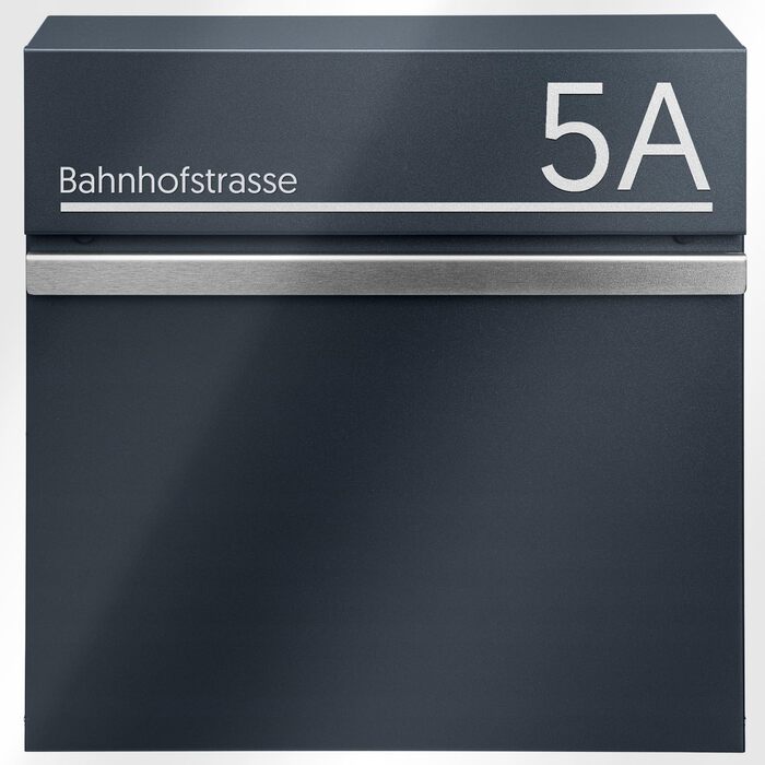 Поштова скринька настінна Anthrazit RAL 7016, велика (XXL) з можливістю гравіювання адреси та відділенням для газет
