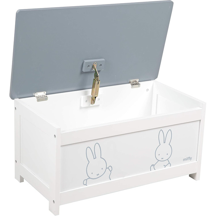 Дитяча іграшкова скриня зі зручною кришкою roba Miffy з дерева, біла лавка-скриня для зберігання іграшок у дитячу кімнату для хлопчиків і дівчаток
