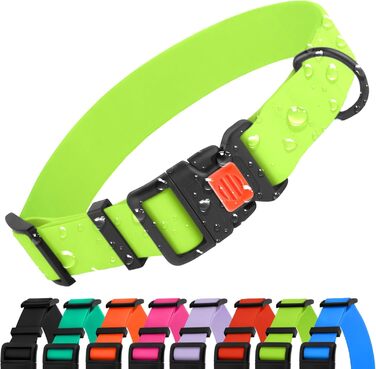 Водонепроникний нашийник для собак CollarDirect: регульований, силікон/пластик, антибактеріальний, легко миється, безпечна застібка. Підходить для собак малих, середніх та великих порід (XL (45-66 см), M (30-40 см)), колір: лаймовий
