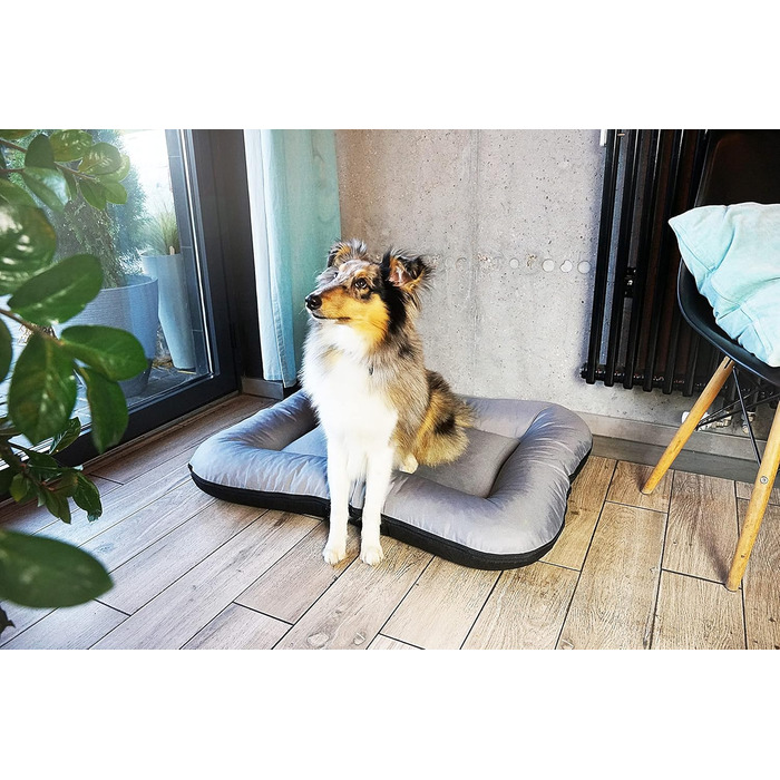 Ліжко для собак середніх порід 4L Textil KLEO, 90x70 см, водонепроникне, з блискавкою, темно-зелене/сіре