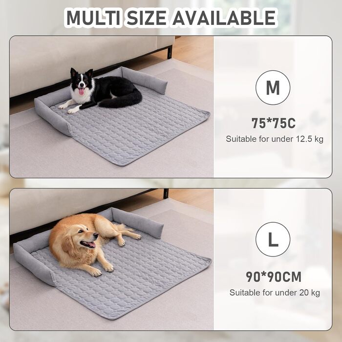 OKYUK Лежанка для собак, зручна лежанка-кошик, диванчик для собак, чохол для дивана, ручне прання, нековзний, підходить для собак з довгою шерстю (темно-сірий, L 75 x W 75 x H 13 см) (75 x 75 x 10 см, шнур світло-сірий)