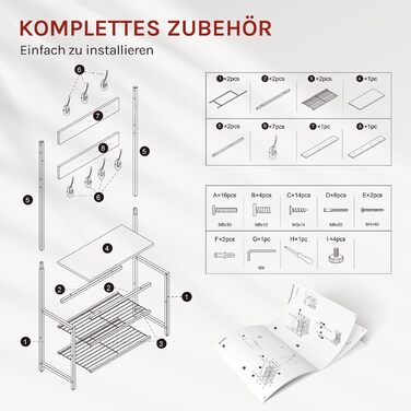 WOLTU Coat Rack Clothes Rack Laundry Rack Shoe Shelf with Seat, with 7 Hooks, Wood and Steel, Hanging Shelf, Black Vintage (Light Oak + White)