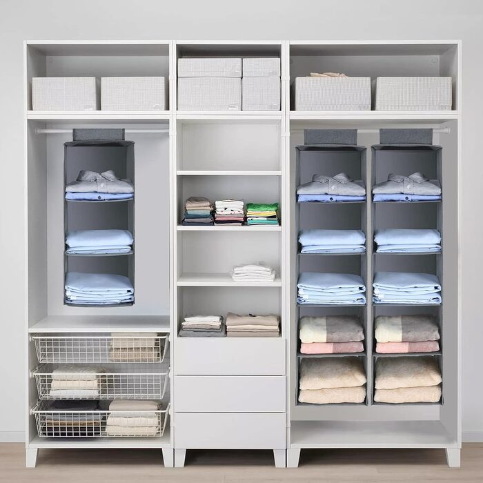 Органайзер для шафи AiQInu з 3 відділеннями, сірий, Medium