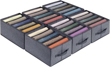 BIGLUFU 6-Piece Closet Organizer Fabric Folding Storage Box Set with 7 Compartments Drawer Organization System Storage for Clothes, T-shirts, Pants, Underwear, Jeans (5 compartments)