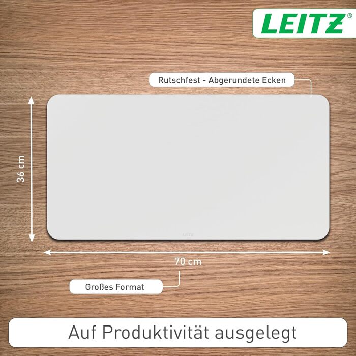 Leitz Велике ігрове килимк для миші, сірий, 100 x 40 см, з антиковзаючим покриттям, для офісу та геймінгу