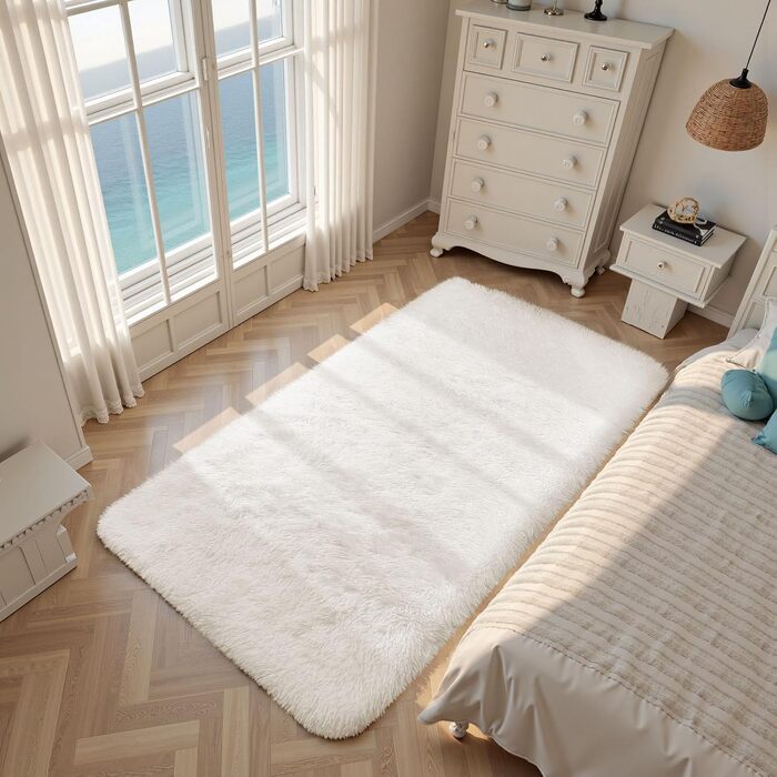 Килим Treeboy Hochflor сірий для вітальні та спальні 80x160 см, миючий, антиковзаючий, плюшевий, сучасний