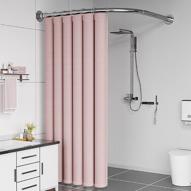 Регульована штанга для душу L-подібної форми без свердління, штанга для душу з нержавіючої сталі 304, розширювана кутова штанга для душу, для (Розмір:Колір) (C 90-130см x 90-130см, Срібло)