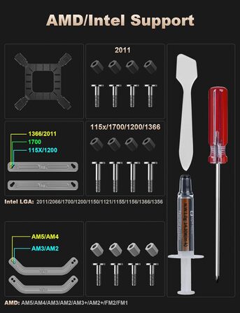upHere Охолоджувач CPU H85KC6 (чорний): Низькопрофільний кулер з ARGB підсвічуванням для AMD AM4/AM5 та Intel 1700, 85мм висота, 6 heatpipes, 180W TDP