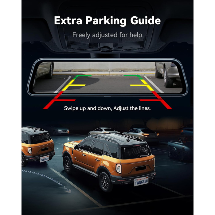 WOLFBOX Dashcam G840S 4K: Дзеркало-відеореєстратор з камерою заднього виду, WiFi, IPS-екран, GPS, 32GB, G-сенсор, Park Mode