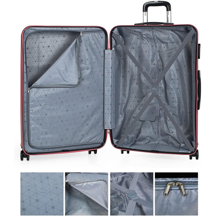 ITACA - Large Suitcase, 4 Wheels, Large Lightweight Suitcase. Rolling Travel Suitcase Large. Large Suitcase for Airplanes, Hard Shell with Checked Lock - Trolley, (Coral Red)