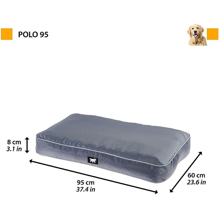 Ортопедичний лежак для собак FERPLAST Polo - лежак для собак, миючий, знімний, сірий, 95 x 60 x 8 см
