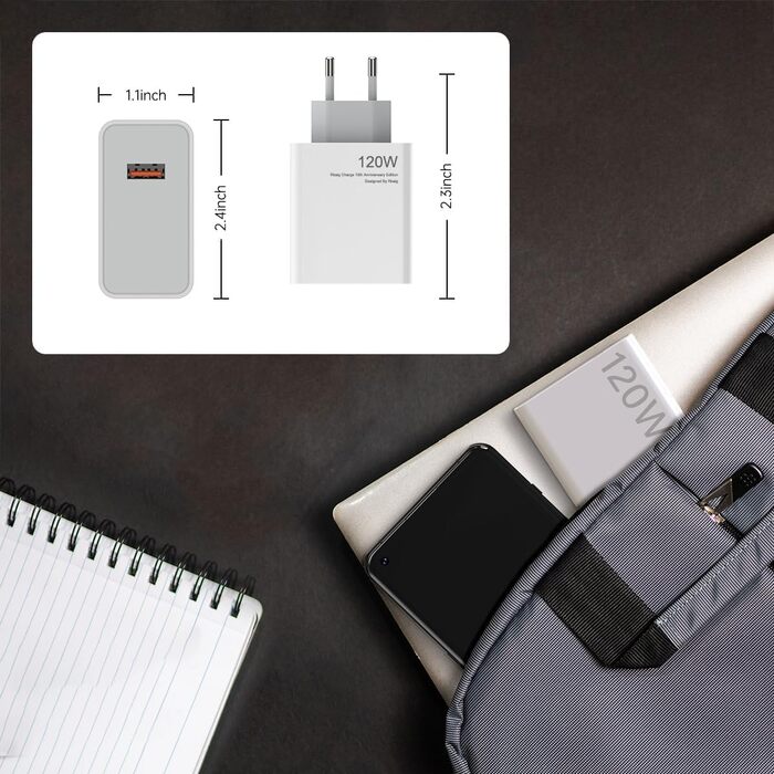 Зарядний пристрій 120W для Xiaomi 15/14T/13T/12T/11T Pro/Ultra, Redmi Note 14/13/12 Pro+ 5G з кабелем USB-C 2м