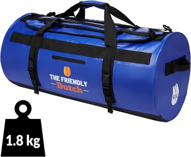 Велика водонепроникна спортивна сумка-баул The friendly Dutch 90 л, синя – дорожня сумка-рюкзак для чоловіків