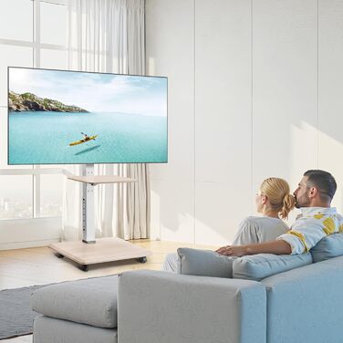 Підставка для телевізора VEVOR на роликах, регульована по висоті, поворотна (25°), з полицею, для телевізорів 81-178 см (до 40 кг), для спальні/вітальні