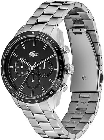 Чоловічий годинник Lacoste Boston Chronograph: шкіряний або металевий браслет, чорний циферблат