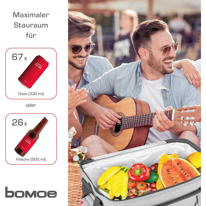 Foldable Cooler Bag 25L/45L/52L - Outdoor Cooler Box with 16h Cooling Function and Carrying Straps, Waterproof Picnic Bag Insulated Bag with Shelf, Insulated Bag - Anthracite or Grey - IceBreezer