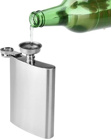 Фляга DealKits з нержавіючої сталі, 2 шт., з воронкою, 227 мл (8oz), для алкоголю, з нержавіючої сталі 304