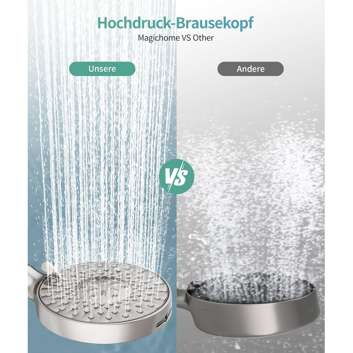 Душова лійка SR SUN RISE з фільтром, шлангом та картриджами, 9 функцій, високий тиск, для жорсткої води, видаляє хлор, важкі метали, бактерії.