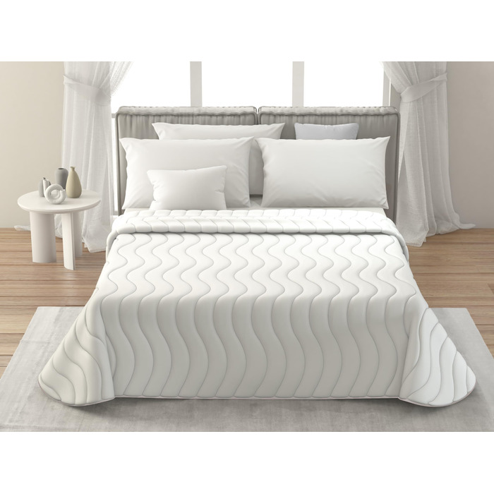 Плед для ліжка 240x260 см, двосторонній дизайн, осінь/весна (100 г/м²), стеганий, з м'якої мікрофібри, Made in Italy (білий)