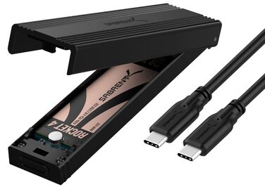 Корпус для NVMe SSD Sabrent з адаптером m2 SATA, USB C 3.2 Gen 2 (10 Гбіт/с), з кулером, для бізнесу