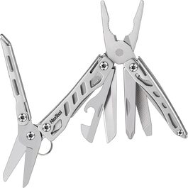 NexTool Mini Flagship Multitool, Mini Multitool 10 IN 1 Multitool with Mini Pocket Knife, Bottle Opener, Scissors, Pliers, Screwdriver, Multifunction Tool for Camping Accessories - (Silver)