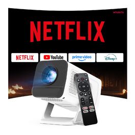 Проектор Mini Beamer 1080P/4K з Android 13 OS, WiFi 6, Bluetooth 5.4, підтримкою Netflix та Google CTS, HDMI, USB, iOS, LYNCAST N300 White