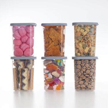 Набір контейнерів для зберігання продуктів [12 шт] Антрацит - Складні, економія місця для кухні, герметичні склянки для борошна, контейнери для їжі, Vorratsbehälter, коробочки для зберігання (Білий / Світло-сірий 6x 1000мл)