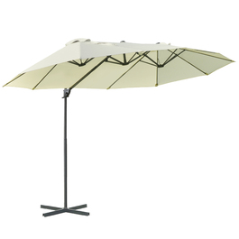 Outsunny Double Canopy Umbrella, Pergola Umbrella, Double Umbrella with Crank, Adjustable Garden Umbrella, Sun Shade, Metal, Cream White, 440 x 270 x 250 cm | Aosom