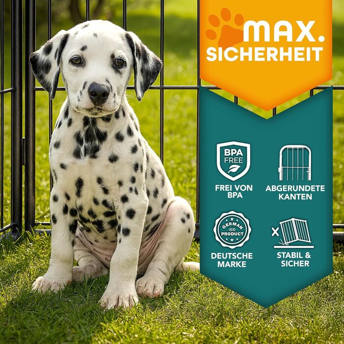 ТресКо® Вольпенlaufstall: Клітка-забіг для цуценят 60 см, з дахом та анкерами | 8-секційна клітка для собак | Складана клітка для собак з дверцятами | Збірка без інструментів | Клітка для тварин, стійка до погодних умов (77 x 80 см)