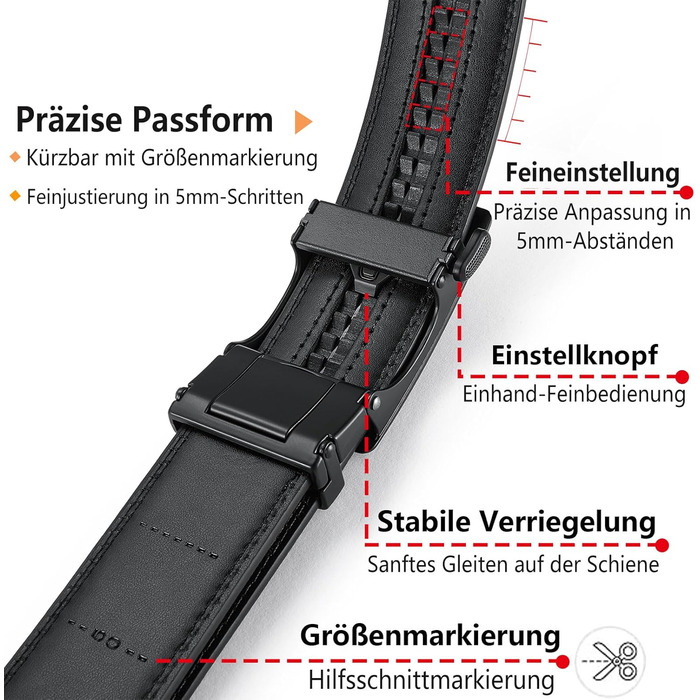 Чоловічий шкіряний ремінь LionVII з автоматичною пряжкою - 3,5 см, регульований, для відпочинку та ділових зустрічей, можна підігнати під обхват 75-125 см, чорний – Kraft