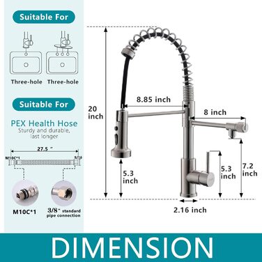 Інфрачервоний сенсорний змішувач для кухні з висувною лійкою, кухонна арматура 360° поворотна, змішувач з однією ручкою, гнучкий вивід, для мийки, золото, 3-х шляховий змішувач