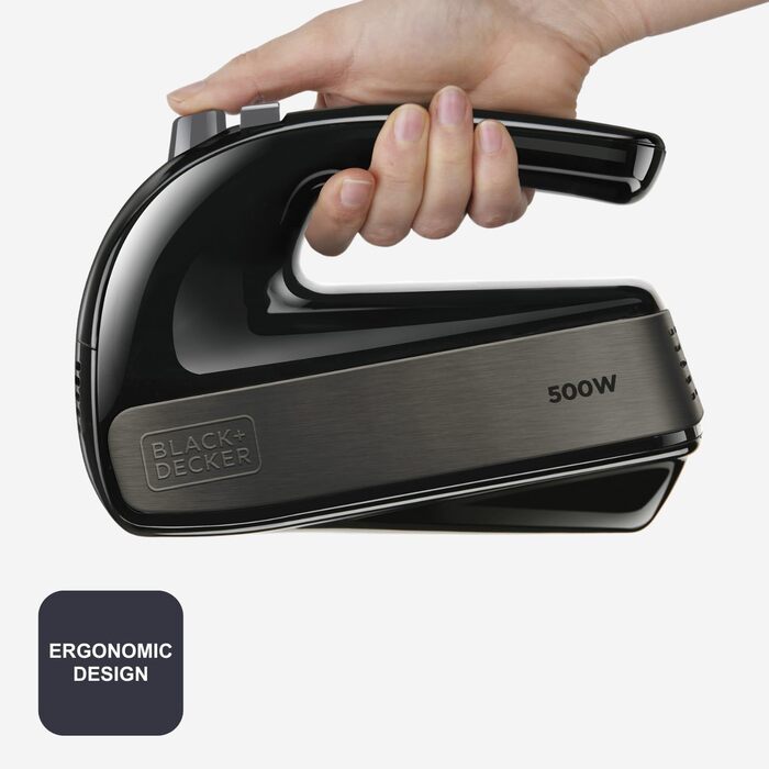 Ручний міксер Black+Decker BXMX500E, 500W, нержавіюча сталь, сірий/чорний