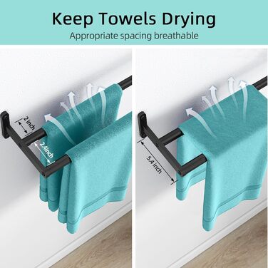 Тримач для рушників YUMORE, подвійний, з нержавіючої сталі, 80 см, чорний