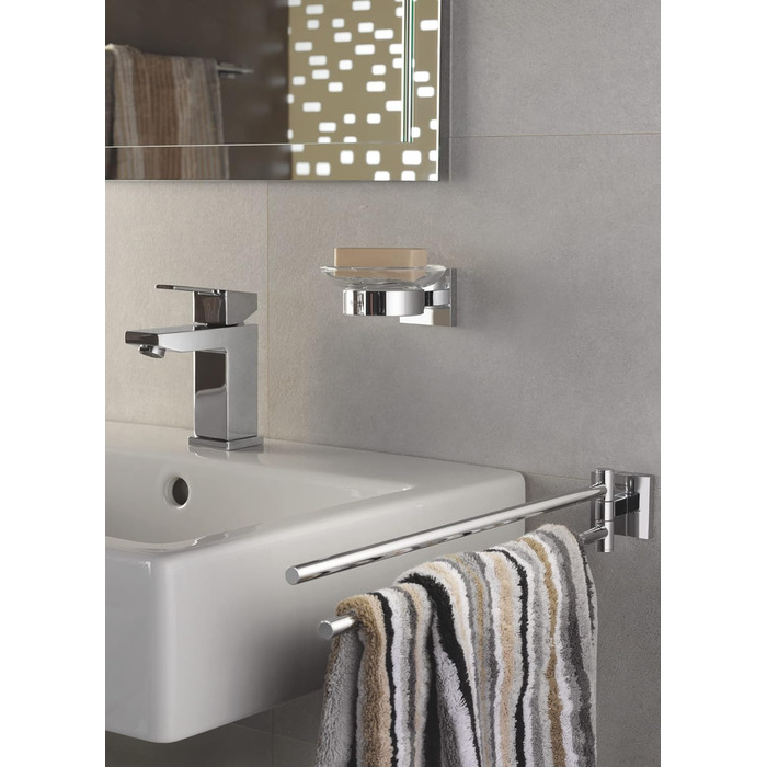 GROHE Start Cube Soap Dish with Holder (concealed mounting, material: glass/metal), chrome, 41096000