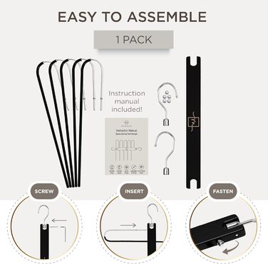 Дві дерев'яні вішалки для одягу Moralve: економія місця, для шафи, підійдуть для джинсів, шарфів, чорного кольору