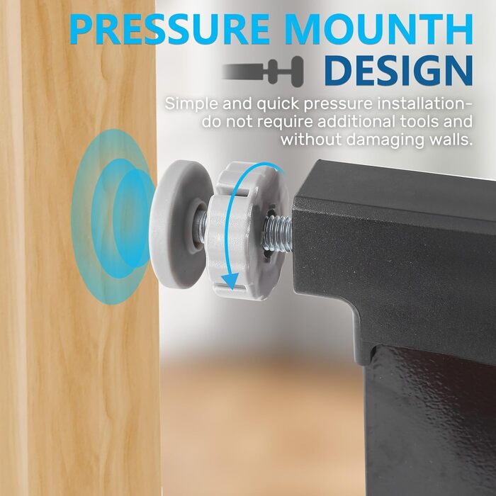 Дитячий захисний бар'єр UBRAVOO для дверей та сходів, 100 см, безпечний, автоматичне закриття, потрійна защіпка, ширина 76-104 см, чорно-білий