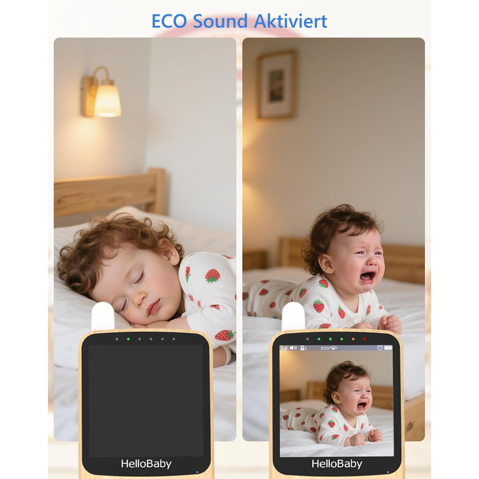 Дитячий відеоняня HelloBaby з камерою 3.2' Digital Funk TFT LCD, бездротовий монітор з нічним баченням, контролем температури та двостороннім зв'язком, білий (HB6340)