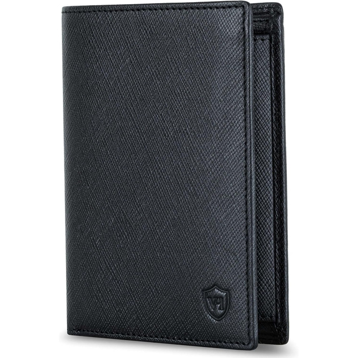 VON HEESEN Leather Wallet RFID Protection | Real Leather Wallet for Women & Men | Portemonnaie, Brieftasche, Wallet, Portmonee (Saffiano Black)
