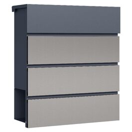 Поштовий ящик настінний сталевий V63 антрацит з дерев'яним декором 410x130x370 мм, з замком, плавним закриттям та відділенням для газет