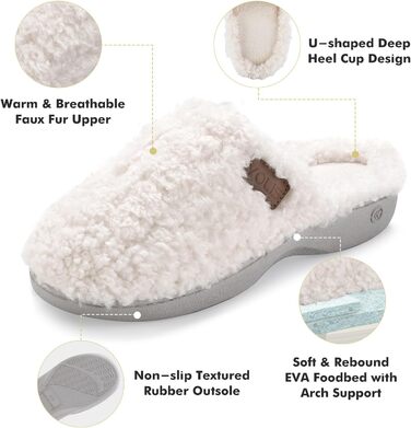 Тапочки жіночі YOLIS Flauschig, м'які, з підтримкою склепіння стопи, з піною Memory Foam, теплі та зручні для дому та вулиці (40/41 EU, білий)