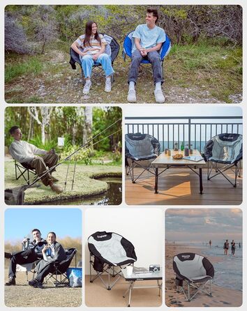 Крісло для кемпінгу KingCamp Moonchair XXL - зручне, м'яке, для відпочинку на природі, риболовлі, саду, балконі. Макс. вантажопідйомність 205 кг, з підстаканником та високою спинкою.