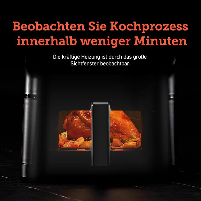 COSORI Air Fryer, 12-in-1 XXL Air Fryer 6.2L, Hot Air Fryer with Viewing Window & Shake Reminder, 80 Recipes, 55 Percent Energy Saving, Dishwasher-Safe Baskets Black Clear Blaze