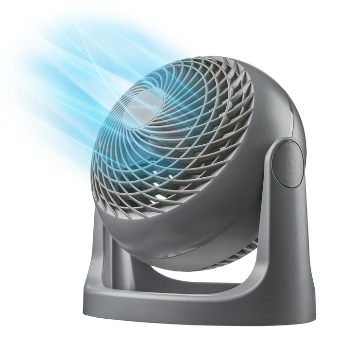 Вентилятор Iris Ohyama Woozoo: тиха кімнатна модель, 33 м², 3 швидкості, осциляція, портативний, Made in Europe (сірий)